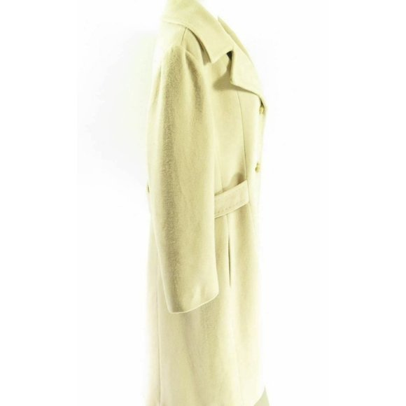 Vintage 70s Cashmere Over Coat L Champagne Pockets - Picture 4 of 11